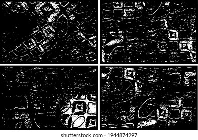 Set of grunge textures in black and white. Collection of monochrome abstract backgrounds