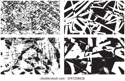 Set of grunge textures in black and white. Collection of monochrome abstract backgrounds