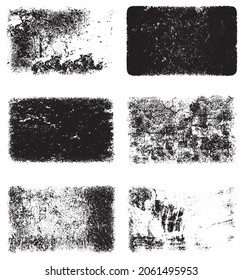 A set of grunge textures. Black and white backgrounds of dirt and dust. Abstract monochrome backdrop