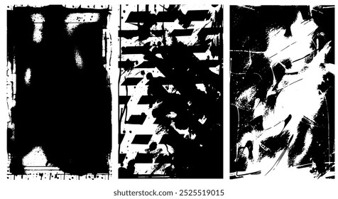 A set of grunge textures in black and white