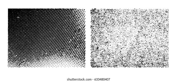 Set of grunge textures. Black and white abstract horizontal backgrounds. Vector illustration with wall and metal texture.
