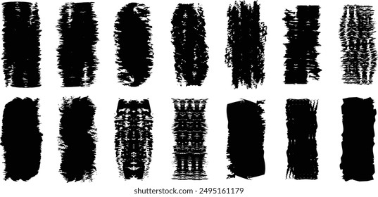 Set of grunge textures. Brush stroke collection. Black dirty texture. 