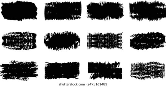 Set of grunge textures. Brush stroke collection. Black dirty texture. 