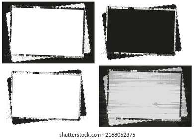 Un conjunto de texturas gruesas en forma de una impresión de fotos antiguas con bordes tallados. 4 en 1