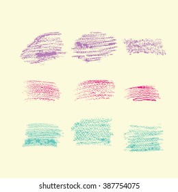 
Set with grunge textures . Hatching with a pencil. Vector.