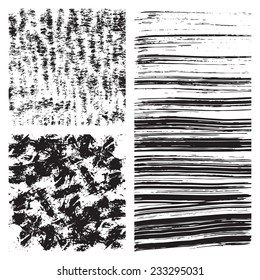 Set of grunge textures. Line, rough and brushed pattern.