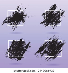 Set of grunge textures on gradient background in square frames. EPS 10 vector set of sketches
