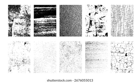 Conjunto de texturas grunge, sobreposição texturas carimbo ilustração parede de cimento. Coleção isolada de plano de fundo de vetor.