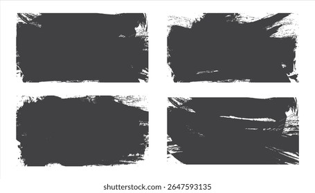conjunto de texturas grunge, quadro retangular, textura suja preta. Traço do pincel. Retângulo Traçado do pincel, pincel de tinta, grunge box. Forma grunge do retângulo do pincel vetorial. eps 10 