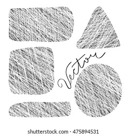 Set of grunge  textures. Simple shaded shapes for design. Monochrome vector illustration.