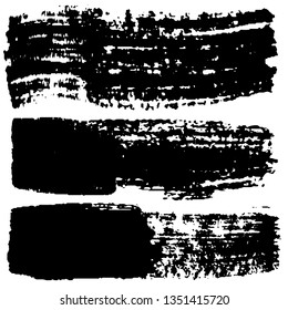 Set of grunge textures. Vector brush strokes. Abstract black spots on white background