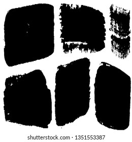 Set of grunge textures. Vector brush strokes. Abstract black spots on white background