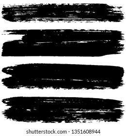 Set of grunge textures. Vector brush strokes. Abstract black spots on white background