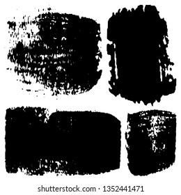 Set of grunge textures. Vector brush strokes. Abstract black spots on white background