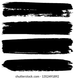 Set of grunge textures. Vector brush strokes. Abstract black spots on white background
