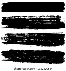 Set of grunge textures. Vector brush strokes. Abstract black spots on white background