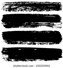 Set of grunge textures. Vector brush strokes. Abstract black spots on white background