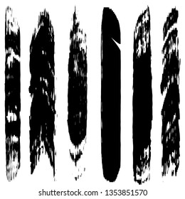 Set of grunge textures. Vector brush strokes. Abstract black spots on white background