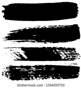 Set of grunge textures. Vector brush strokes. Abstract black spots on white background