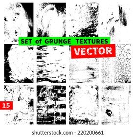 Set of grunge textures. Vector illustration
