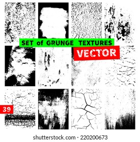 Set of grunge textures. Vector illustration