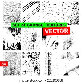 Set of grunge textures. Vector illustration