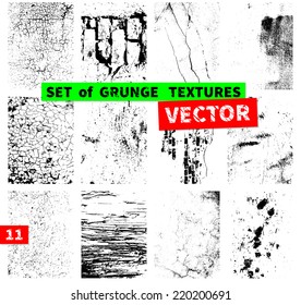 Set of grunge textures. Vector illustration