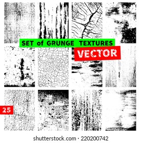Set of grunge textures. Vector illustration