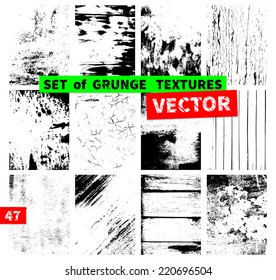 Set of grunge textures. Vector illustration