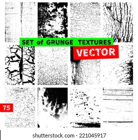 Set of grunge textures. Vector illustration