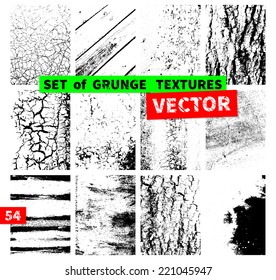 Set of grunge textures. Vector illustration