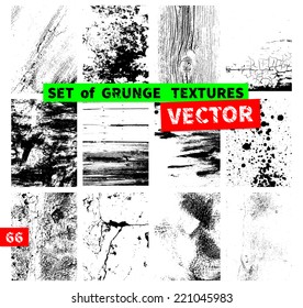 Set of grunge textures. Vector illustration