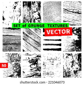 Set of grunge textures. Vector illustration
