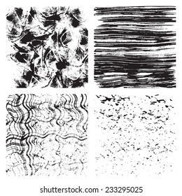 Set of grunge textures. Wave, line and crumpled pattern
