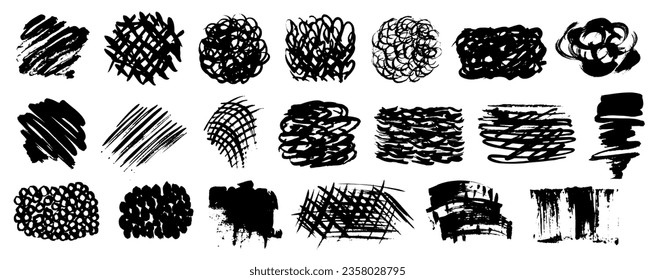 Set of grunge textures.Vector black paint, ink brush stroke, brush, line or texture. Dirty artistic design element, box, frame or background for text.