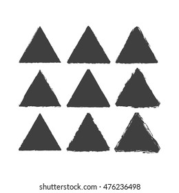 Set Of Grunge Triangle Brush Texture Stamp . Shapes Collection For Designer. Vector Illustration