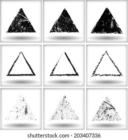 Set of grunge triangles with textures