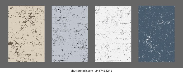 Set Grunge Urban Backgrounds. Texture Vector. Grain ,Simply Place illustration over any Object to Create grungy Effect .Faded paint, abstract,splattered, cracked, dirty, texture for your design.