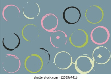 Set of grunge vector cup stains or glass marks on grey. Ink, wine, water, paint or other liquid cup stains. Spray splashes collection