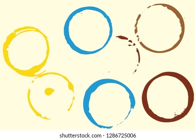 Set of grunge vector cup stains or glass marks on a light. Ink, wine, water, paint or other liquid cup stains. Spray splashes collection