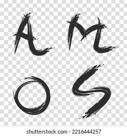 set grunge vector design template. with text a,m,o,s hand brush premium