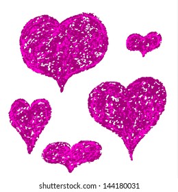 Set of grunge vector hearts. Design elements. Retro background. Vintage background. Valentine background. Abstract background. Hand drawn. Grunge heart. Abstract shape