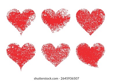 Set of grunge vector hearts. Design elements. Retro background. Vintage background. Valentine's Day. Hand drawn. Grunge heart. Abstract shape
