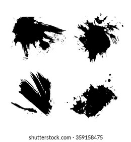 Set of grunge vector and ink brushes. Abstract black design elements.