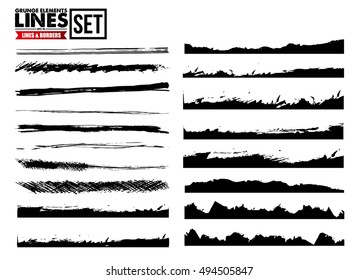 Set of grunge vector ink edges (individual objects) Design elements for your projects
