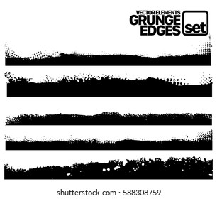 Conjunto de aristas negras de tinta vectorial, objetos individuales. Elementos de diseño para sus proyectos