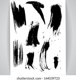 Set of grunge vector pen on banner