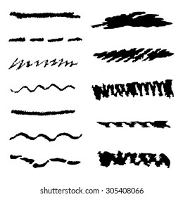 Set of grunge vector pencil or ink brush strokes