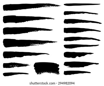 Set of grunge vector textured brush strokes