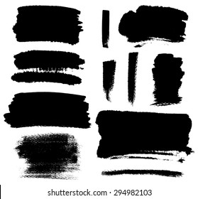 Set of grunge vector textured brush strokes